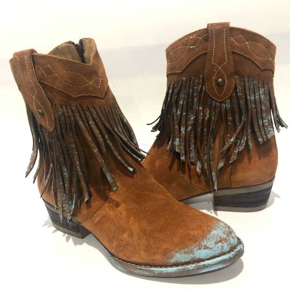 Corral Womens  Embroidery & Fringe ShortieWestern Boots Size 7 M